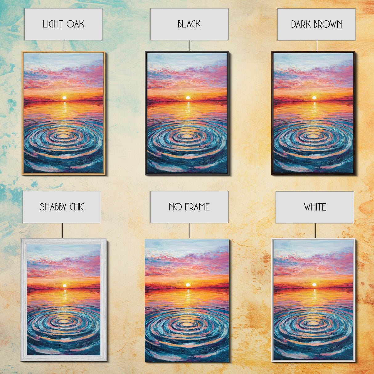 Ocean Ripple Canvas Print | Beach Sunset Painting | Seascape Wall Art | Coastal Decor | Living Room Wall Art | Vibrant Colors