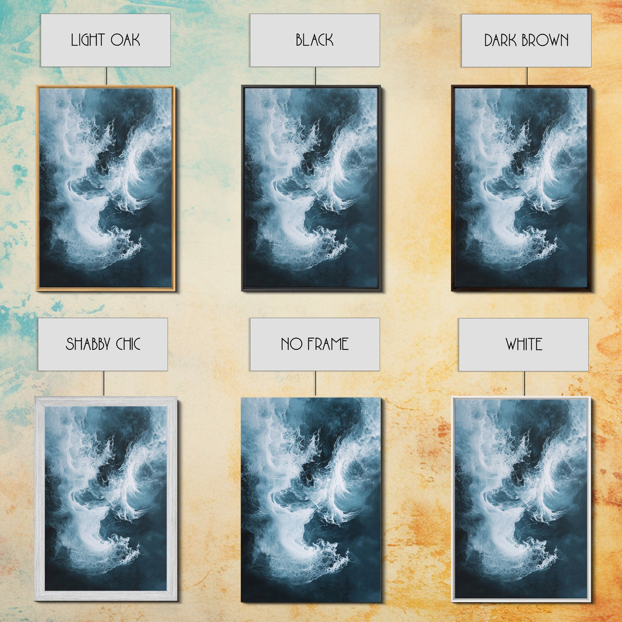 Abstract Ocean Mist Canvas Print | Modern Blue Wall Art | Fluid Painting | Minimalist Coastal Decor | Large Statement Artwork