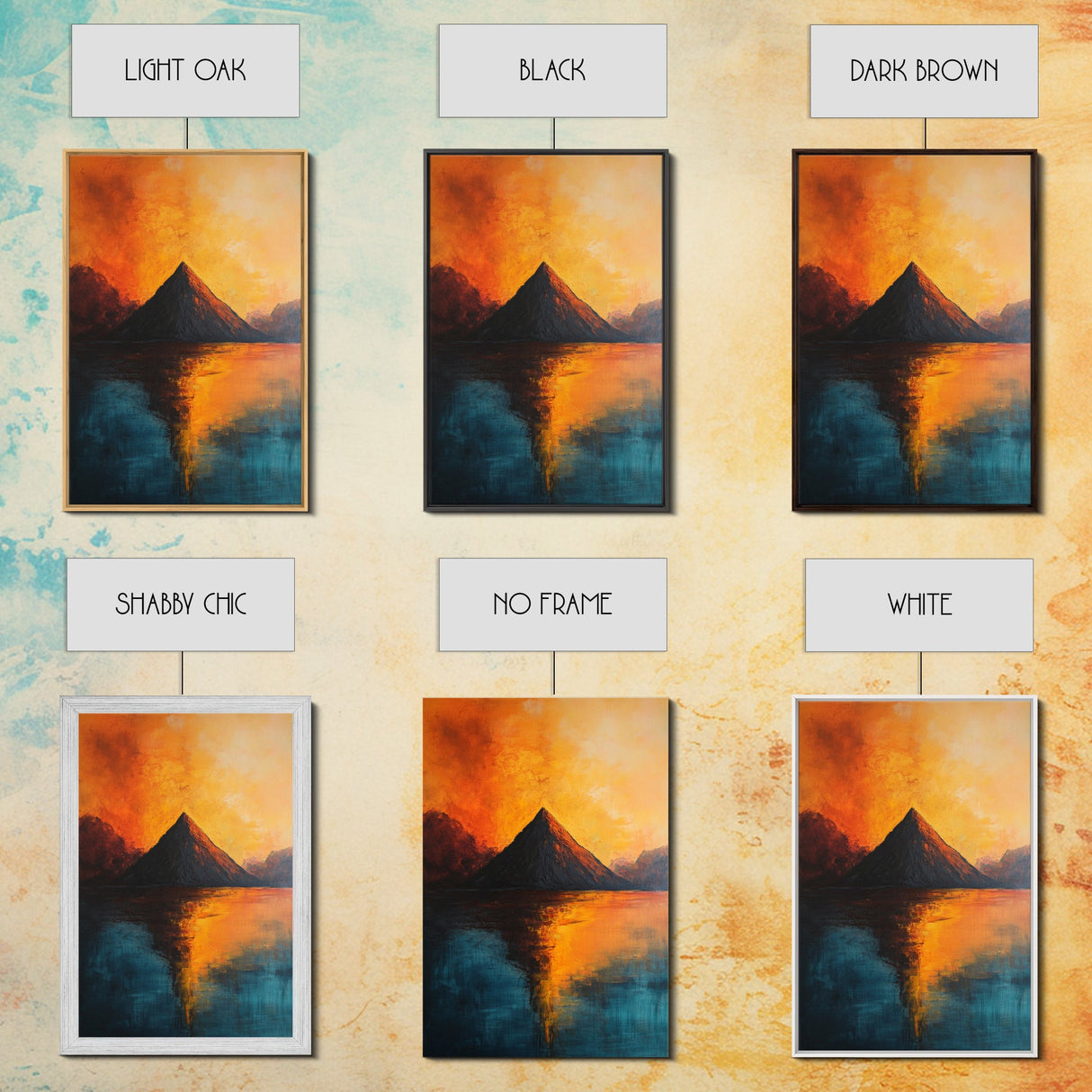 Volcano Eruption Landscape Framed Canvas Print Fiery Nature Wall Art Dramatic Sunset Mountain Scene Living Room Statement Piece