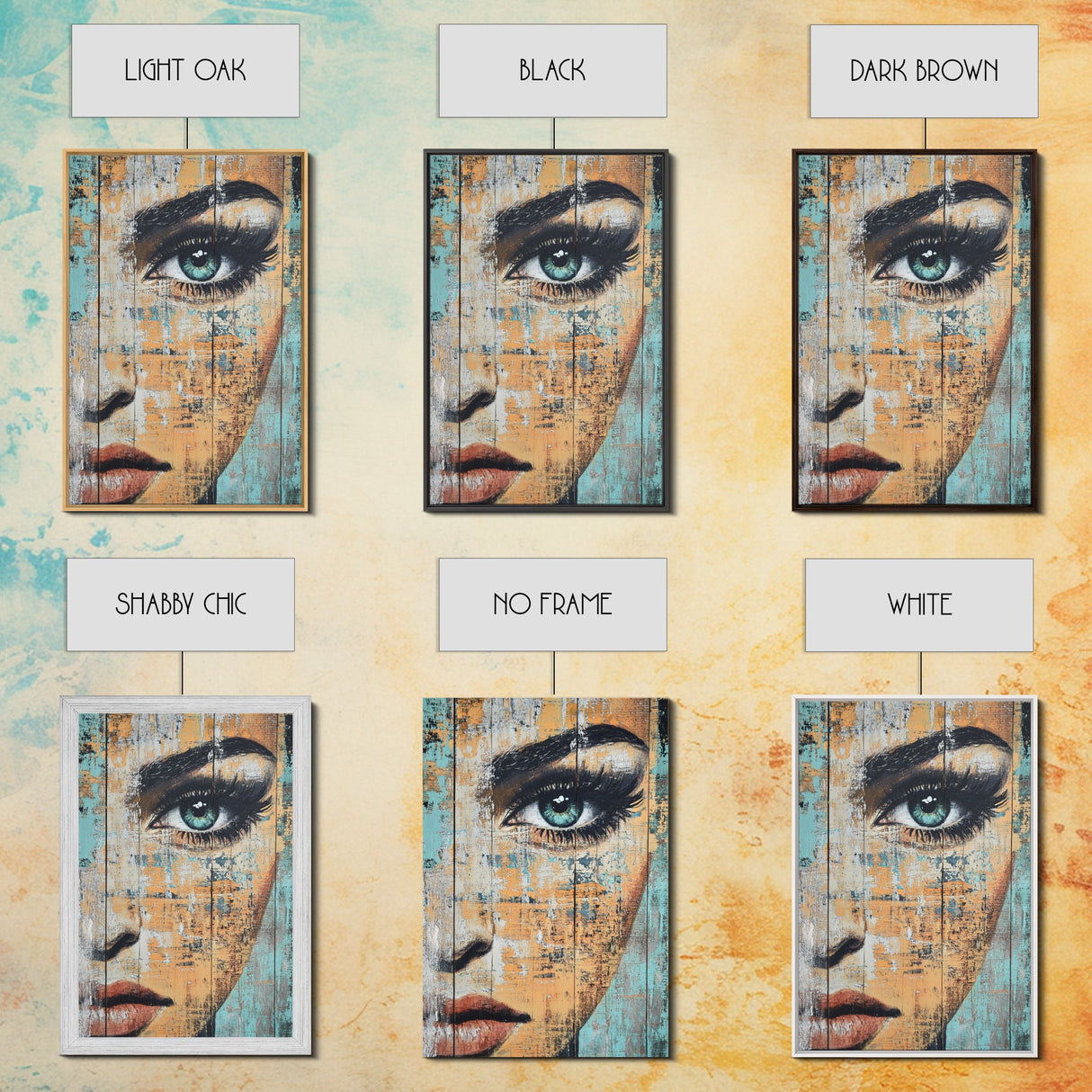 Blue Eye Portrait Canvas Print Realistic Face Painting Modern Wall Art Feminine Home Decor Urban Street Style Artwork Unique Gift