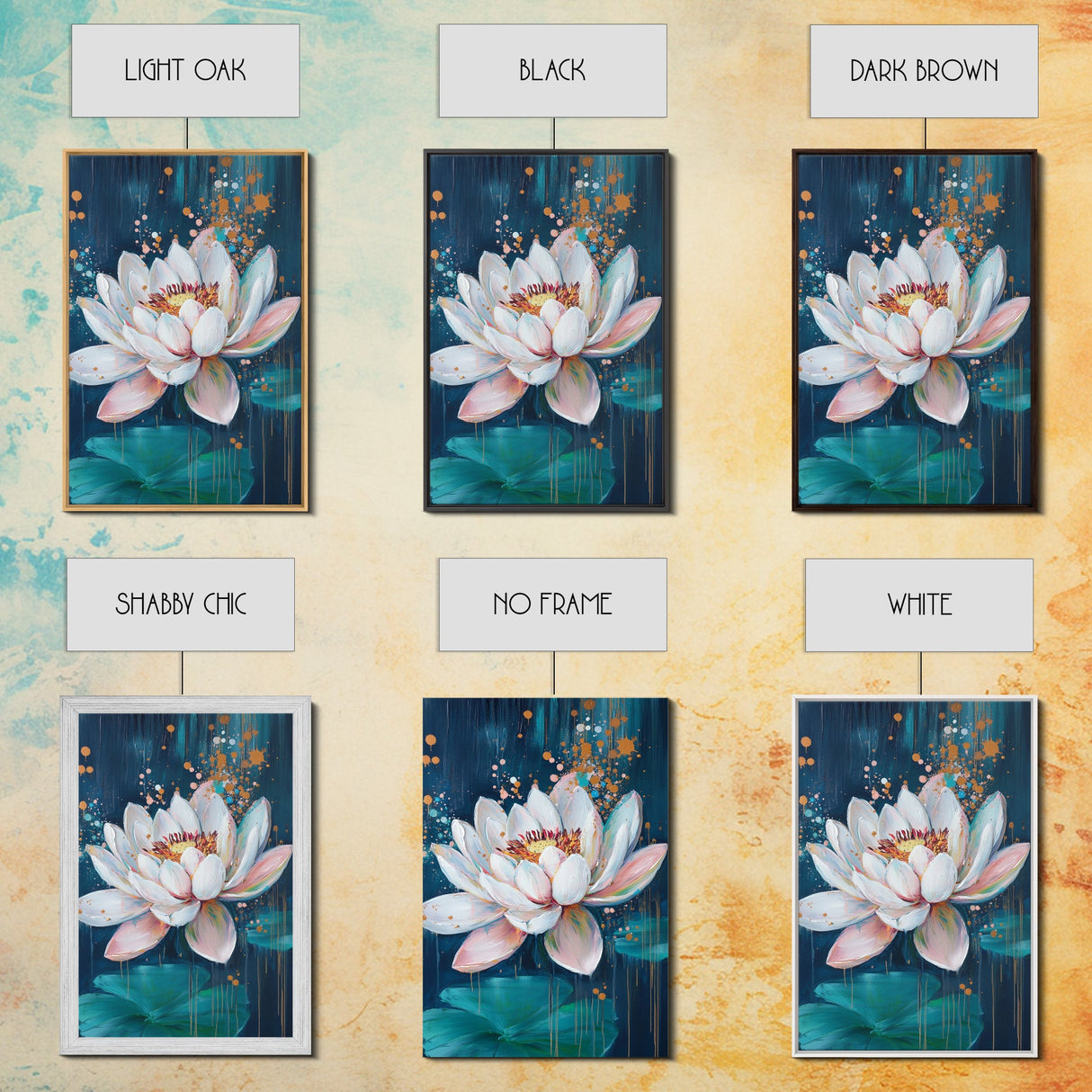 Lotus Flower Canvas Print Zen Wall Art Spiritual Meditation Decor Feminine Botanical Painting Bedroom Bathroom Boho Gift