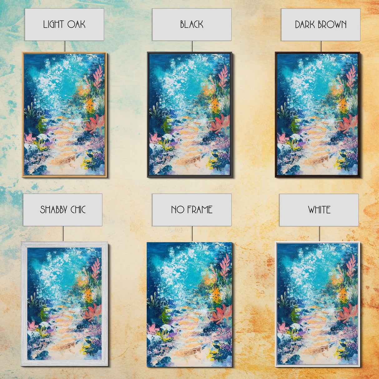 Underwater Fantasy Canvas Print Ocean Reef Wall Art, Abstract Sea Life Painting, Coastal Home Decor, Nautical Art, Beach House Decor