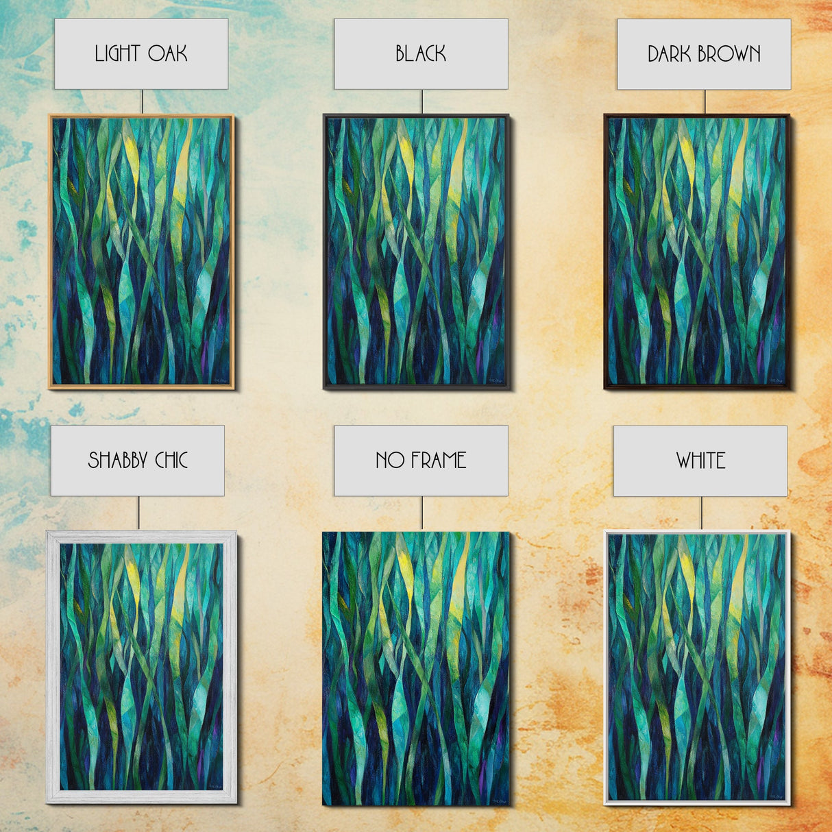 Moody Forest, Abstract Nature Art, Botanical Prints, Green Wall Art, Rustic Decor, Extra Wide Art, Framed Canvas Print, Gift Idea