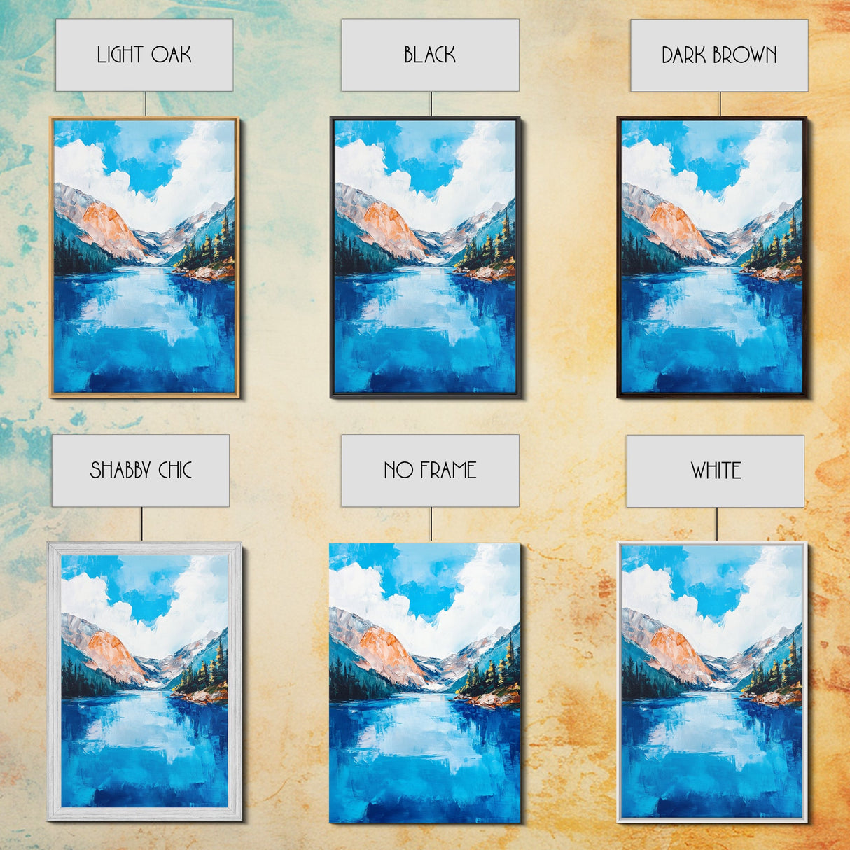 mountain painting, landscape painting, framed canvas print, lake Tahoe art, coastal landscape art, blue and green wall art, gift idea