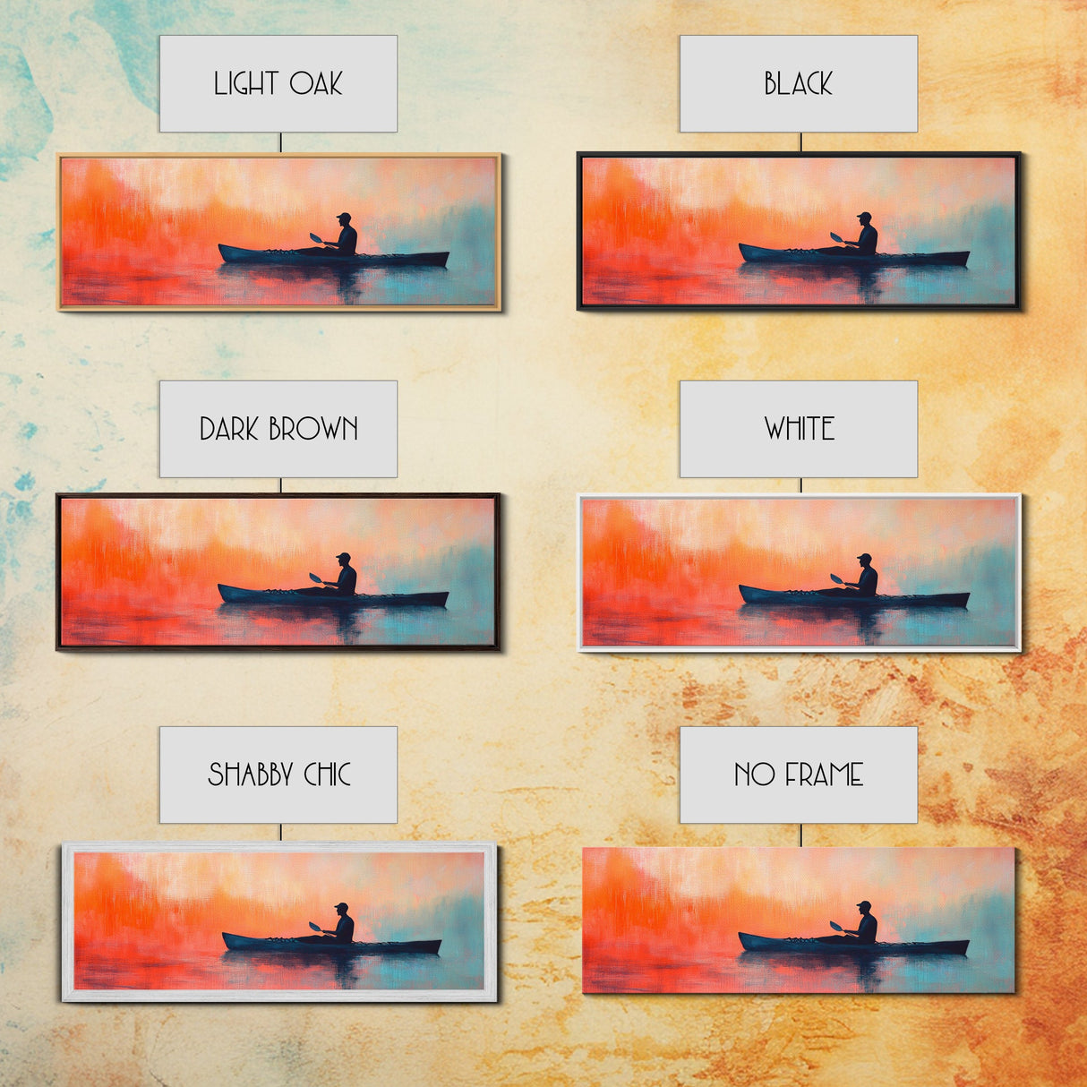 Kayak Sunset Wall Art, Lake House Decor, Nature Painting, Outdoor Adventure Art, Boho Home Decor, Living Room Wall Art