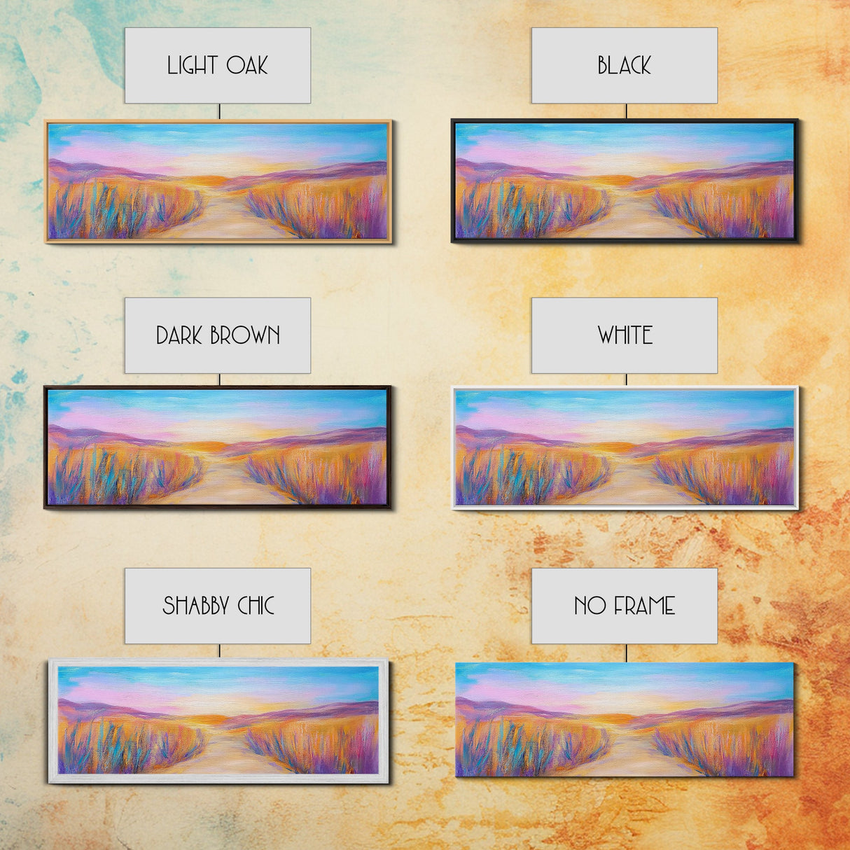 Serene Desert Sunset Path Framed Canvas Print, Southwestern Landscape Wall Art, Warm Earthy Tones, Nature Decor, Living Room Art