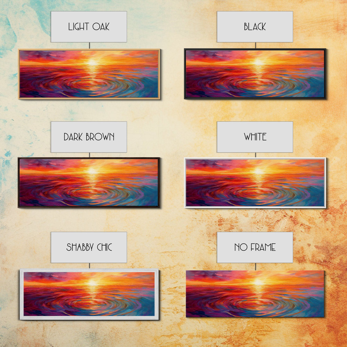Fiery Sunset, Abstract Seascape Painting, Vibrant Ocean Art, Sunset Glow, Canvas Print, Nautical Home Decor, Bedroom Artwork
