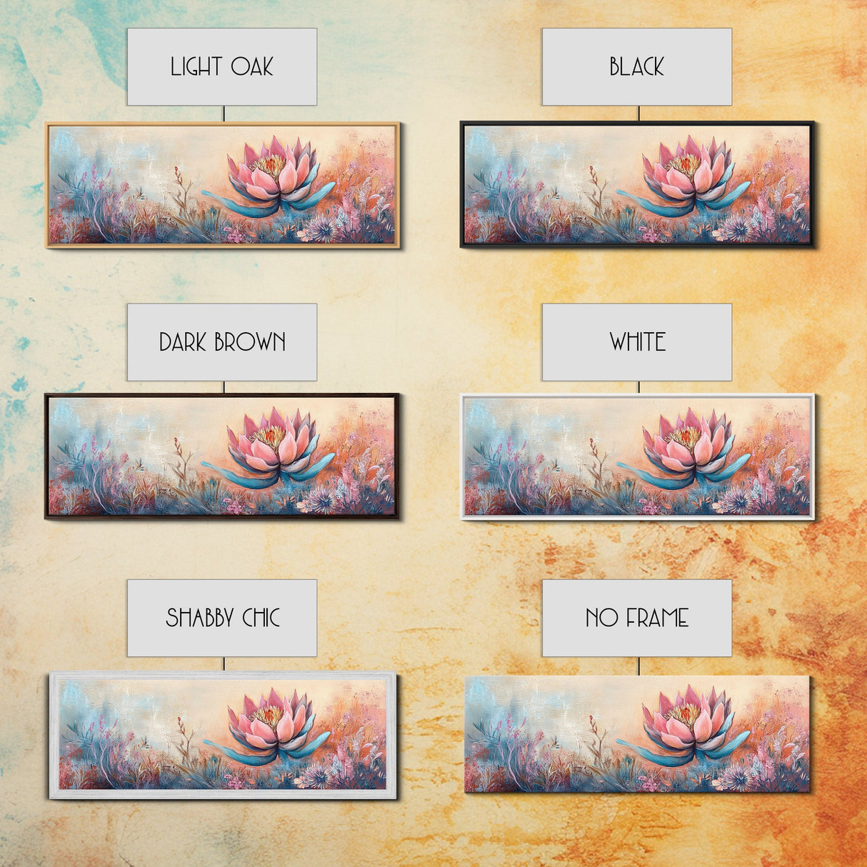 Print Blooming Lotus Flower Wall Art, Boho Floral Artwork, Feminine Botanical Decor, Bedroom Art, Pink and Blue Painting
