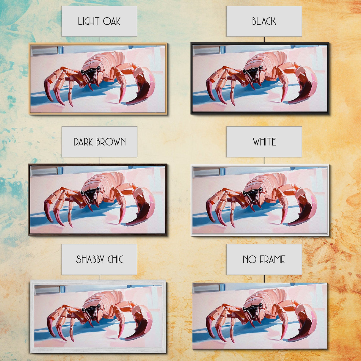 Fantasy Crab, Surrealism, Unique, Framed Canvas Print, Coastal Art, Whimsical Decor, Ocean Creature, Beach House, Statement Piece