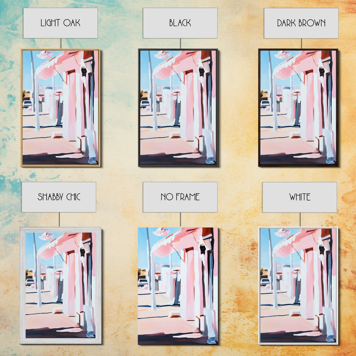 Sunset Street, Pastel Cityscape, Framed Canvas Print, Urban Decor, Impressionist Wall Art, Warm Color Palette, Stylish Living Space