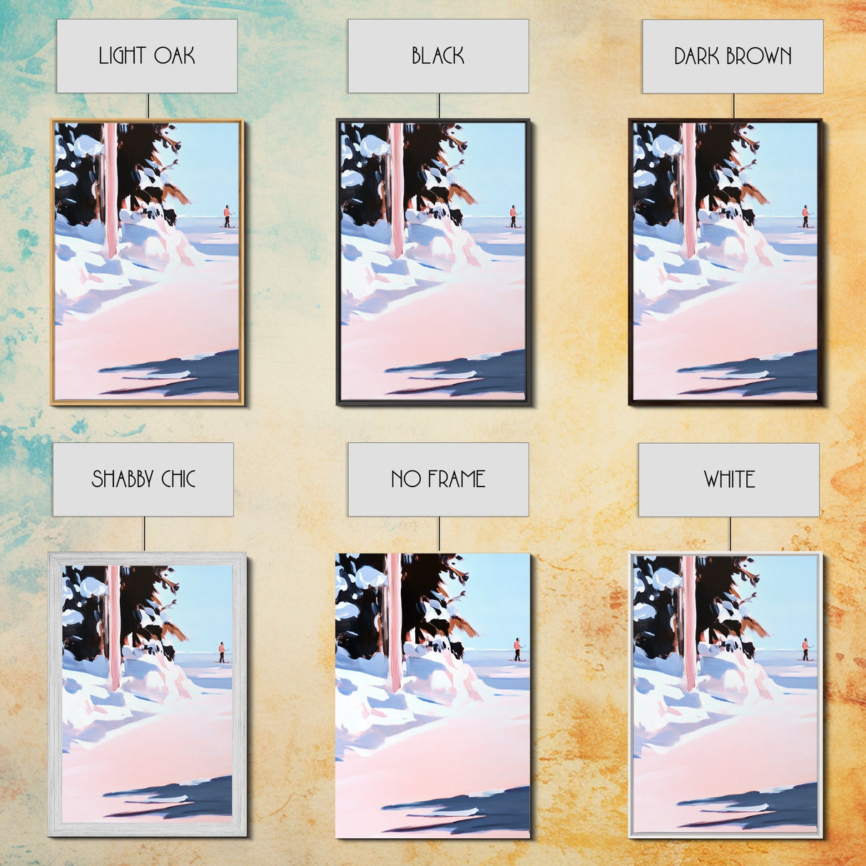 Winter Landscape, Snow Scene, Skiing Artwork, Canvas Print, Holiday Wall Art, Christmas Aesthetic, Cabin Decor, Living Room Wall Art