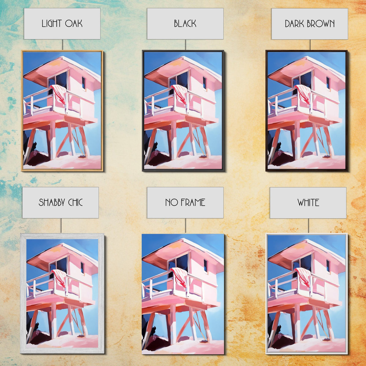 Lifeguard Tower, Beach Scene, Ocean Escape, Framed Canvas Print, Coastal Home Art, Modern Seaside Decor, Relaxing Wall Art