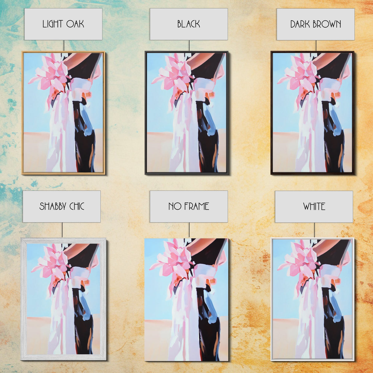 Floral Fashion, Bold Feminine Art, Chic Boho Aesthetic, Modern Home Decor, Stylish Living Room Wall Art, Framed Canvas Print