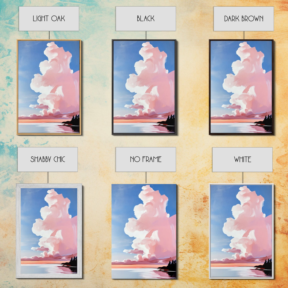 Pink Clouds, Sunset Sky, Dreamy Wall Art, Romantic Painting, Pastel Decor, Soft Aesthetic, Nature Inspired, Canvas Print, Bedroom Art