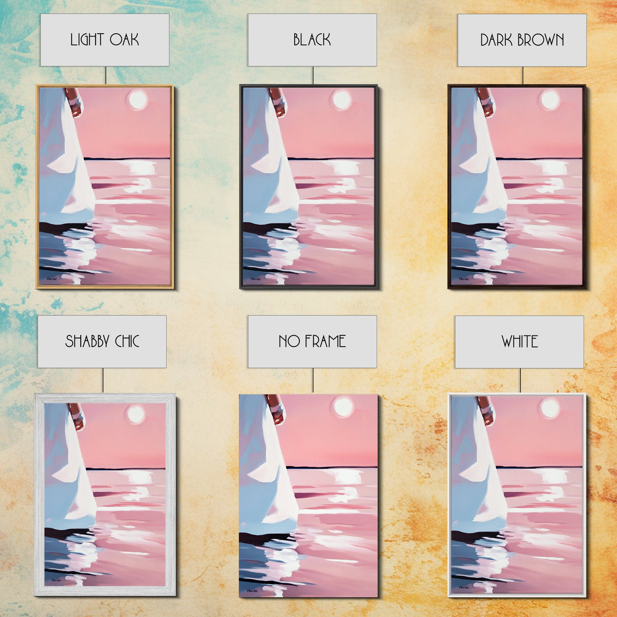 Sunset Reflection, Ocean Wall Art, Romantic Aesthetic, Beach Lover Gift, Pastel Painting, Canvas Print, Living Room Wall Art