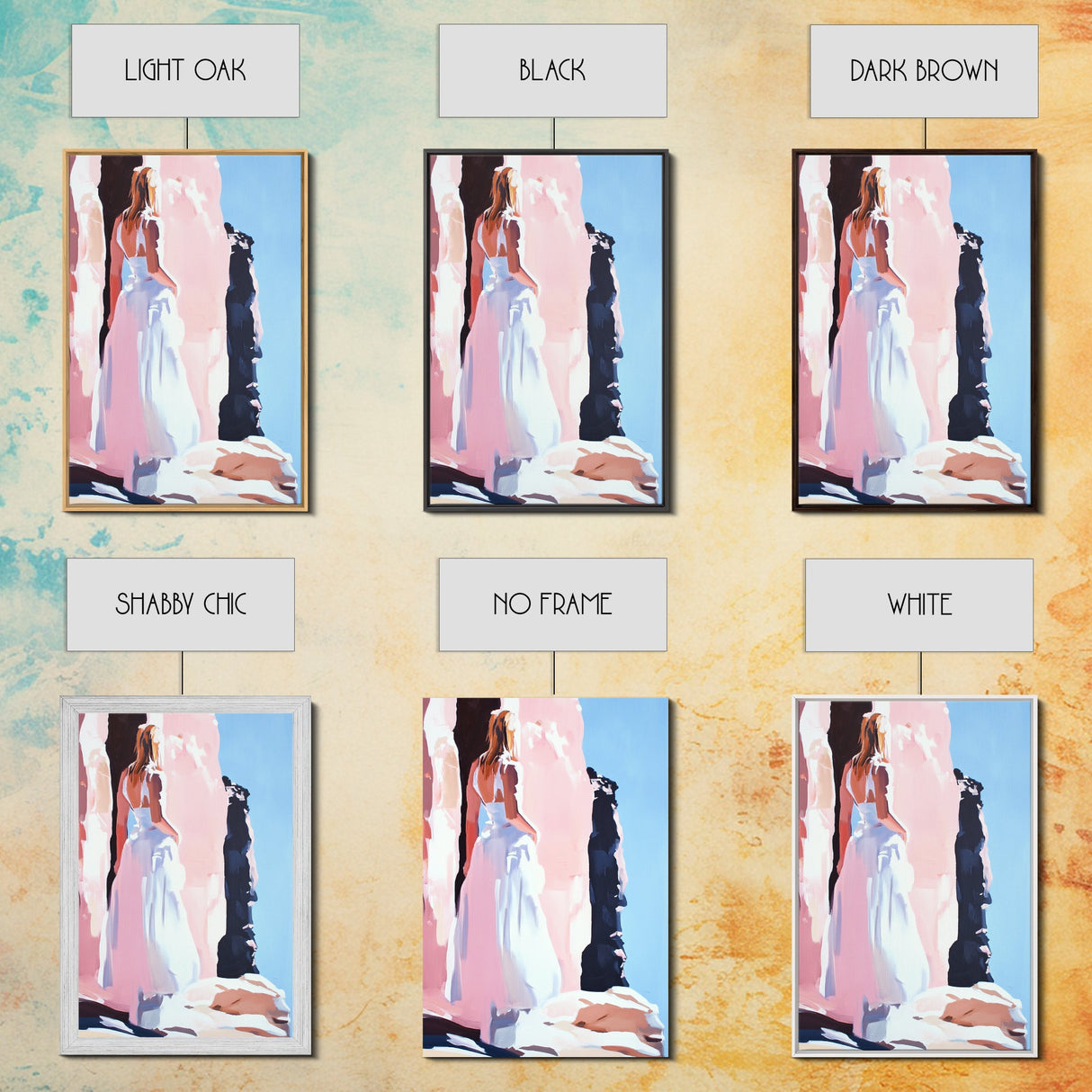 Woman, White Dress, Desert, Framed Canvas Print, Feminine Wall Art, Boho Aesthetic, Wanderlust Decor, Bedroom Wall Art, Travel Art