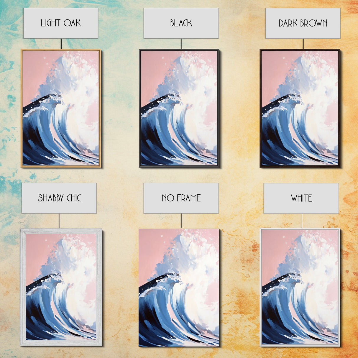 Surf Wave Art, Coastal Wall Decor, Abstract Ocean Painting, Large Modern Seascape, Framed Canvas Print, Nautical Themed Wall Art