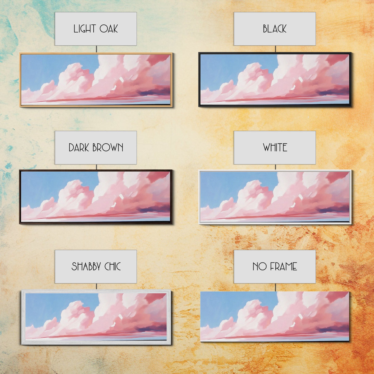 Blush Clouds, Sky Painting, Soft Aesthetic, Framed Canvas Print, Modern Landscape, Living Room Wall Art, Minimalist Abstract Art