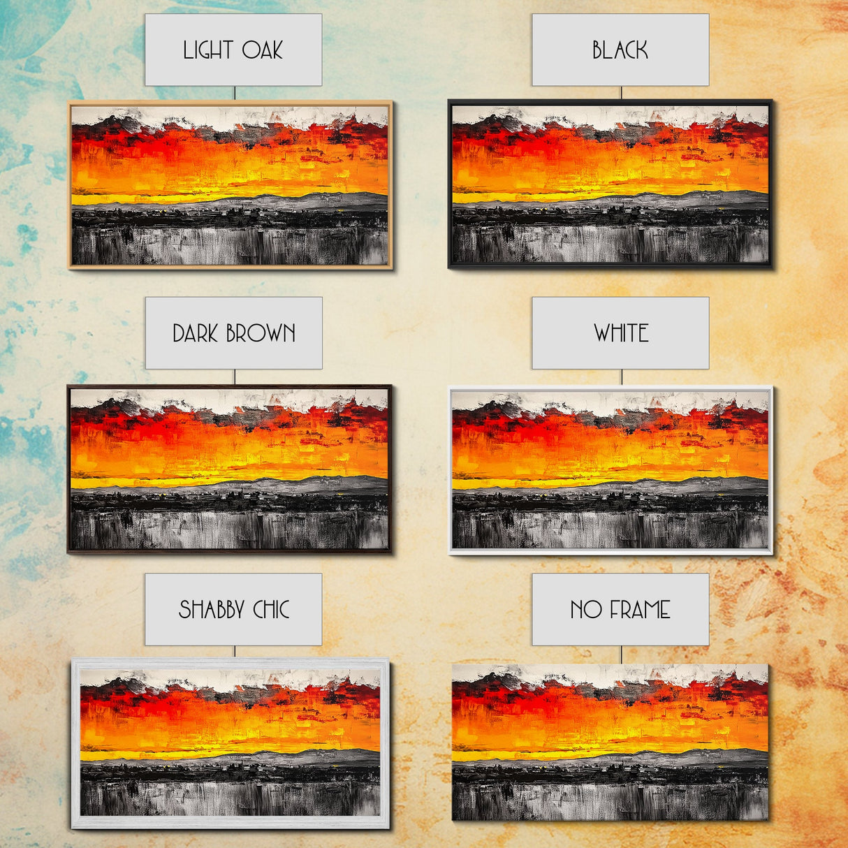 Fiery Sunset, Dramatic Sky, Abstract Landscape, Canvas Print, Modern Art, Bold Wall Decor, Warm Colors, Living Room Accent