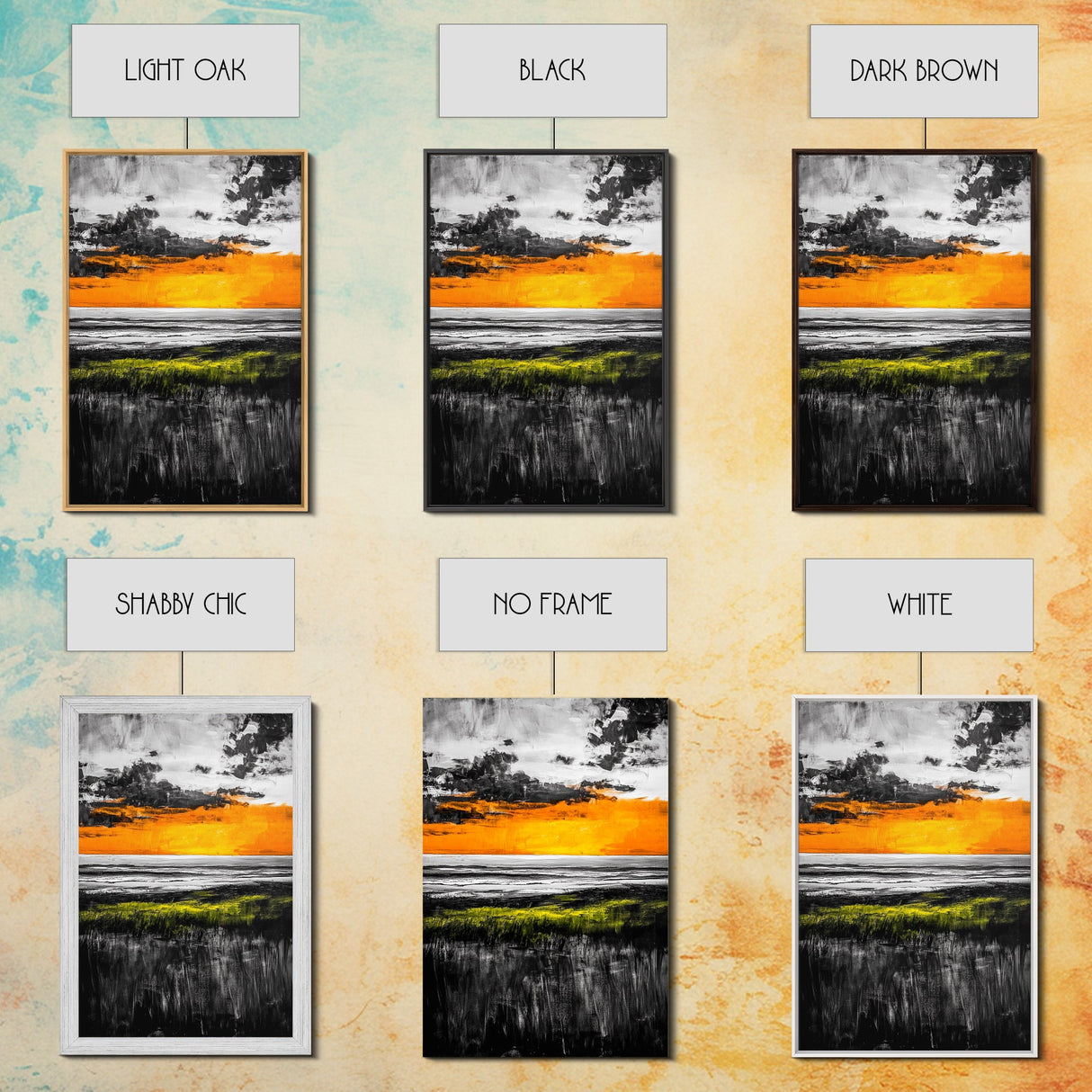 Sunset Glow, Orange Sky, Dramatic Landscape, Fall Wall Art, Framed Canvas Print, Nature Painting, Living Room Wall Art, Autumn Decor
