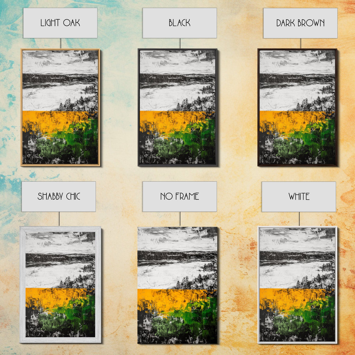 Modern Abstract Landscape, Unique Nature Scene, Rustic Farmhouse Wall Decor, Minimalist Home Gift, Framed Canvas Print