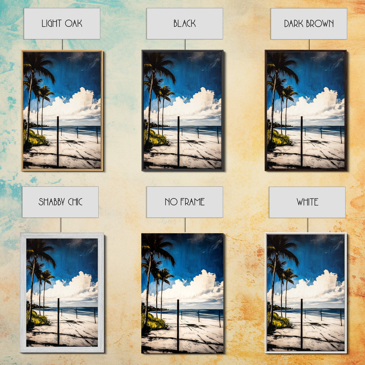 Palm Tree Beach Scene, Vibrant Blue Sky, Tropical Art, Coastal Landscape, Modern Ocean Wall Decor, Summer Home Artwork, Canvas Print