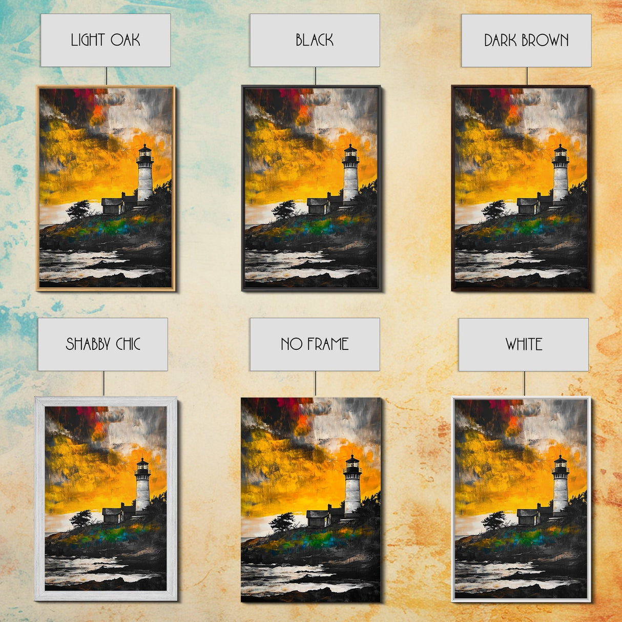 Sunset Lighthouse, Coastal Glow, Nautical Wall Art, Bold Seascape, Beach Home Decor, Warm Tones, Living Room, Canvas Print, Gift Idea