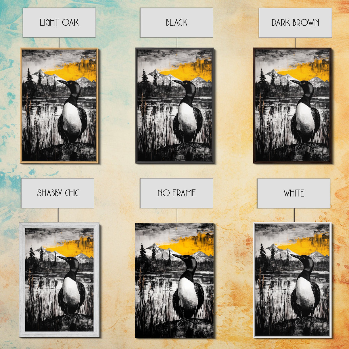 Loon, Mountain Sunset, Wildlife Wall Art, Canvas Print, Fall Decor, Rustic Home, Cabin Aesthetic, Nature Photography, Lodge Art