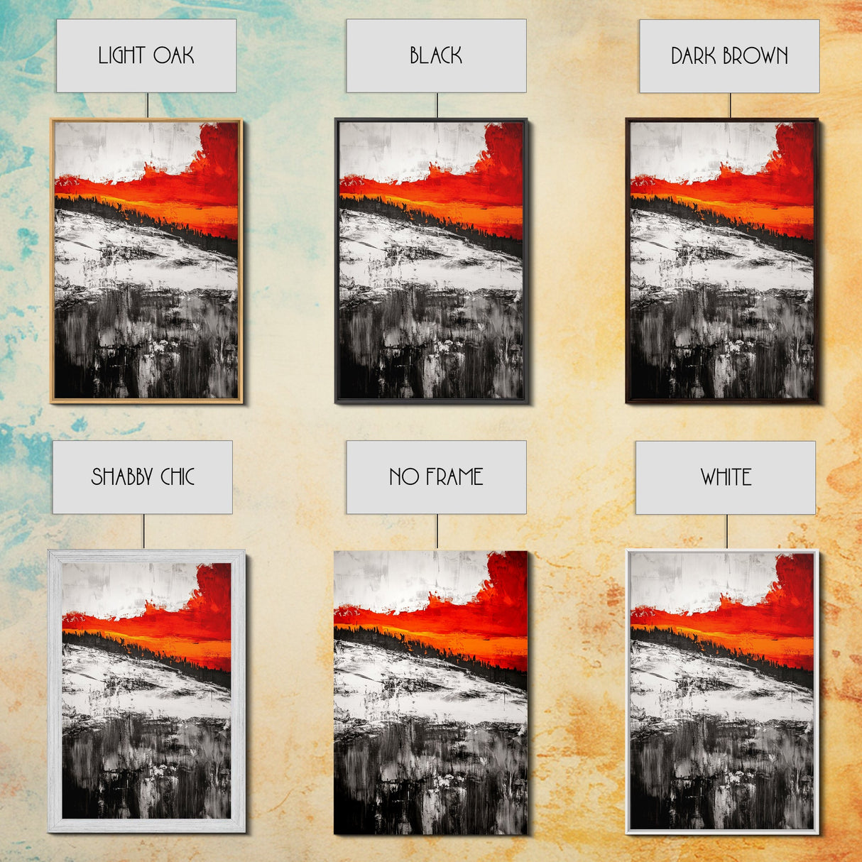 Sunset Horizon, Abstract Landscape, Fall Home Decor, Living Room Wall Art, Modern Wall Print, Nature Inspired, Framed Canvas Print