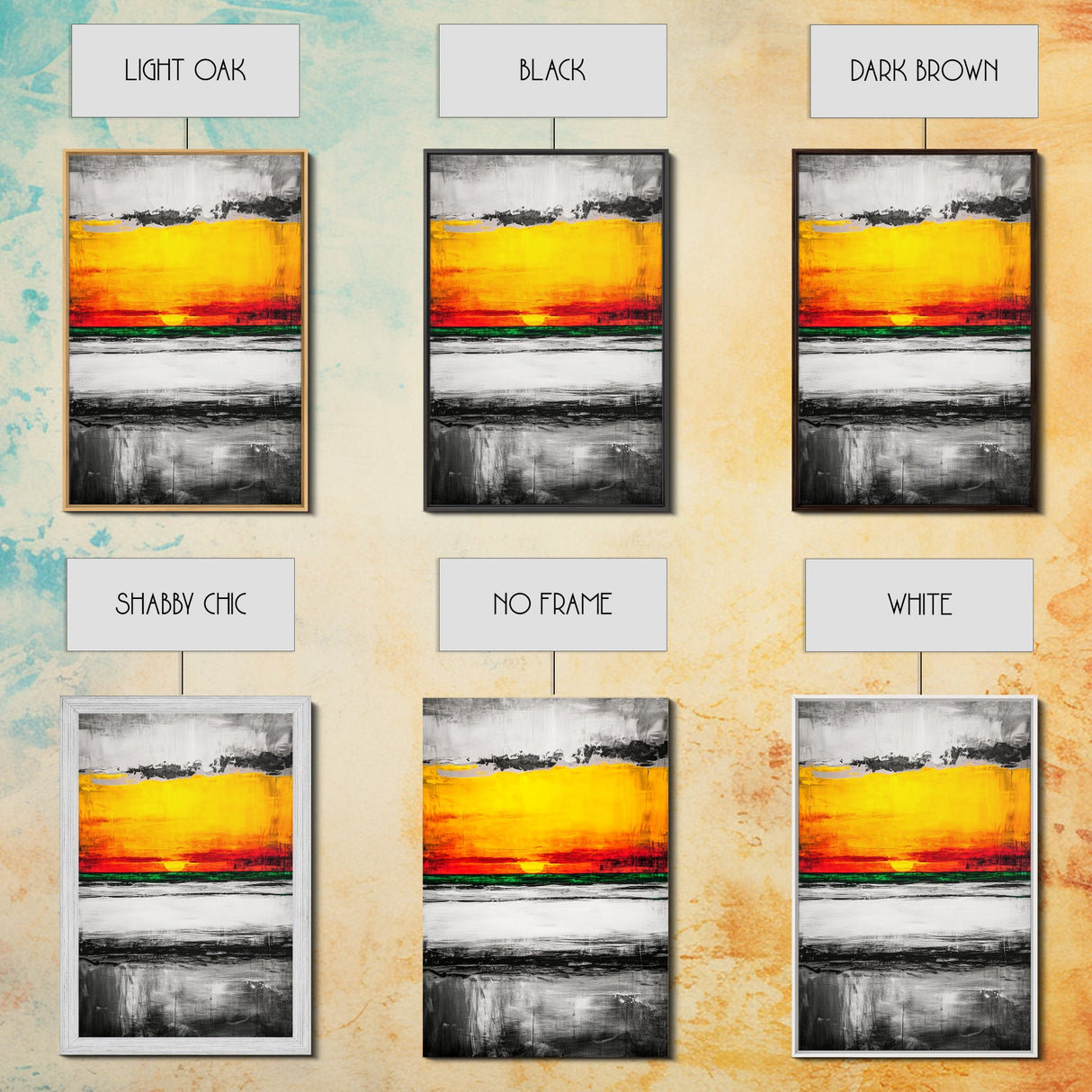 Vibrant Sunset, Bold Abstract, Modern Wall Art, Framed Canvas Print, Large Statement Art, Warm Color Palette, Bedroom Wall Art, Minimalist