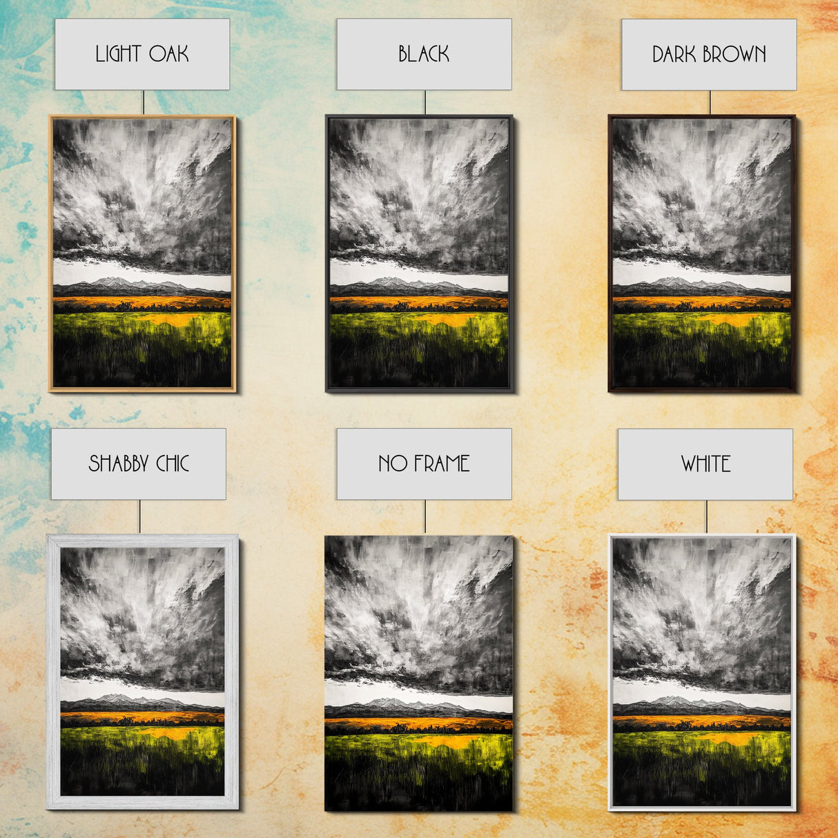 Dramatic Sky, Mountain Landscape, Autumn Wall Art, Golden Field Canvas Print, Rustic Home Decor, Modern Farmhouse Art, Large Wall Art