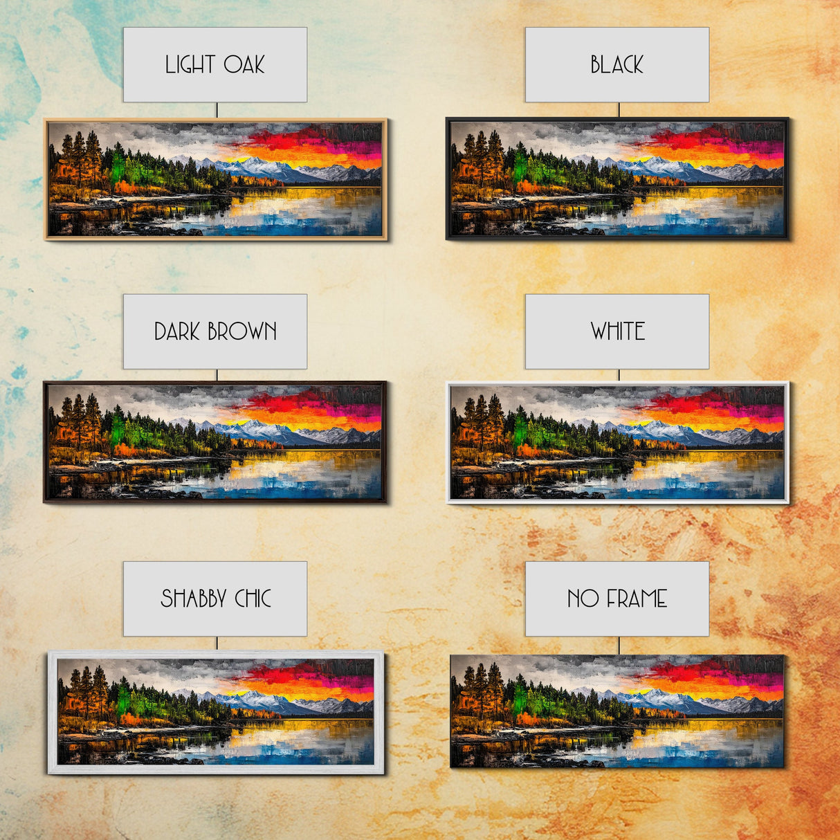 Vibrant Sunset, Mountain Lake Art, Autumn Landscape, Framed Canvas Print, Nature Decor, Living Room Art, Cabin Wall Art