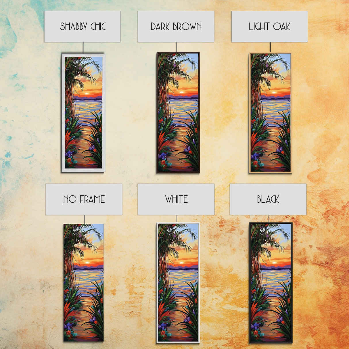 Tropical, Sunset, Pathway, Dreamscape, Canvas Print, dreamy tropical sunset pathway, vacation vibe boho art, living room or bedroom wall art