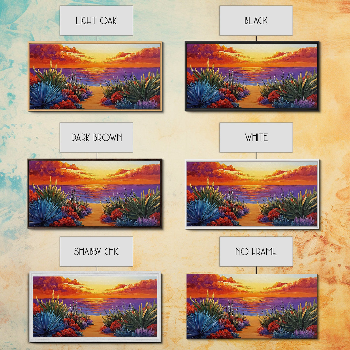 Sunset Ocean, Path, Canvas Print, Coastal sunset landscape, hallway tropical art, bright colorful decor, Beach House Wall Art