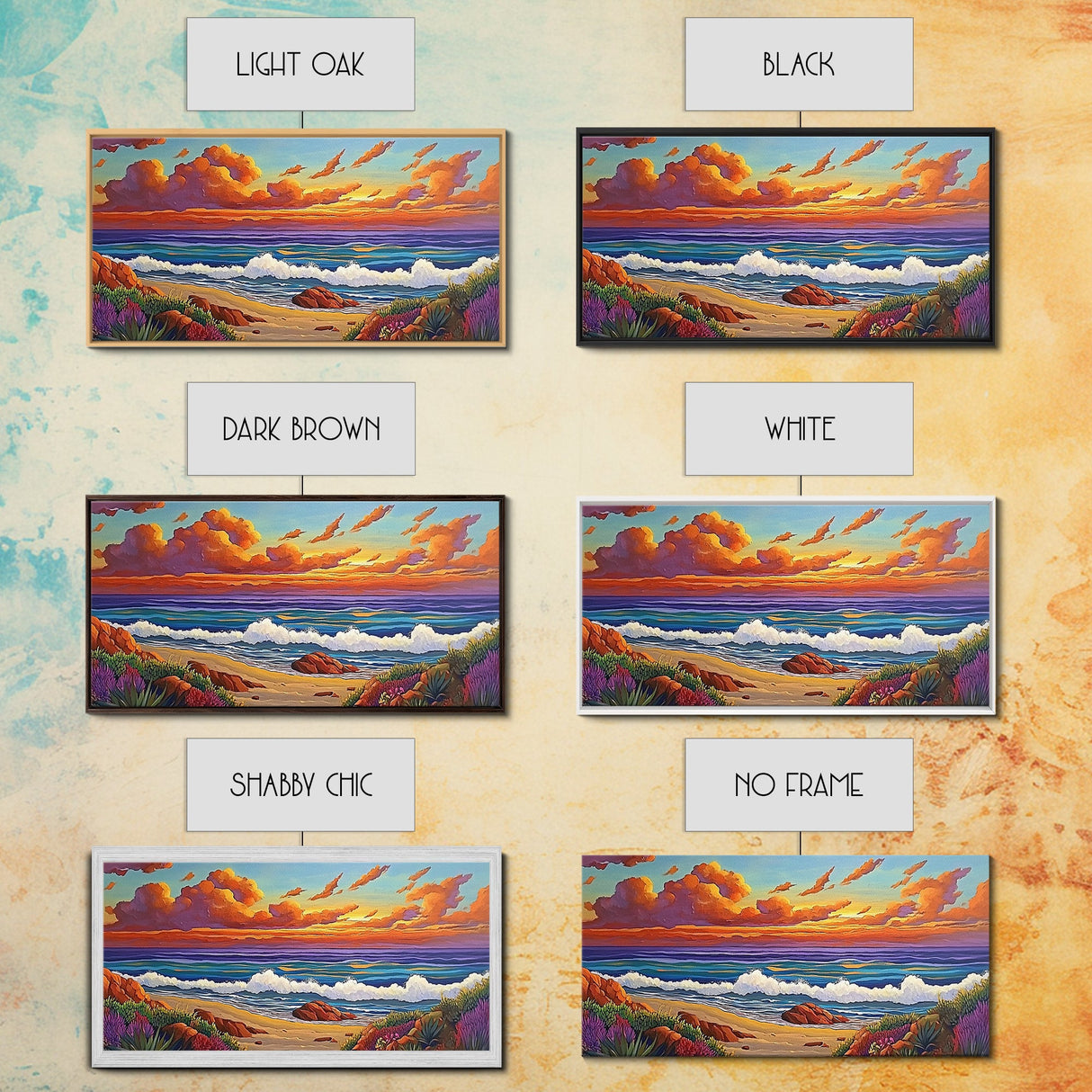 Beach Sunset, Waves, Pastel, Canvas Print, Seaside Landscape Art, Coastal Home Wall Decor, Serene Living Room Accent
