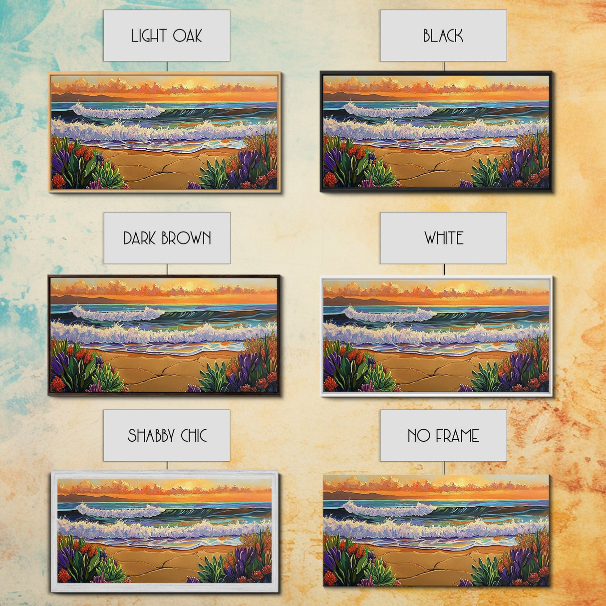 Ocean Sunset, Waves, Coastal, Canvas Print, ocean waves at sunset, Coastal Wall Art, vibrant seascape decor, beach house art