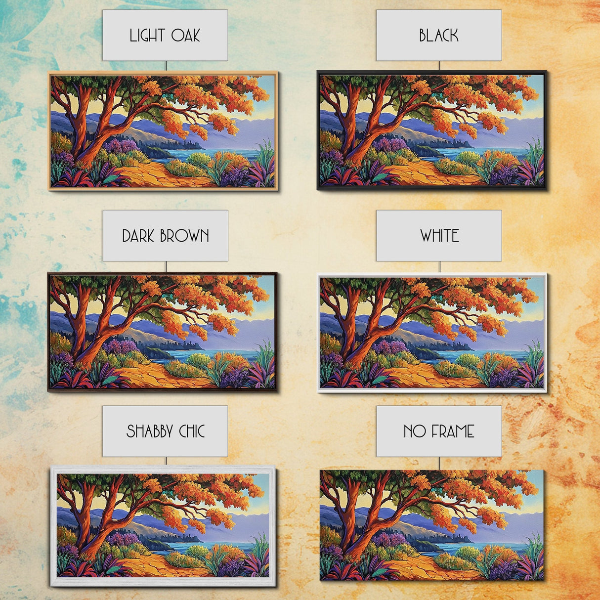 Tree Ocean, Autumn, Path, Coastal autumn treescape, Canvas Print, Warm Fall Tones, Nature Lover Gift, Living Room or Study Art