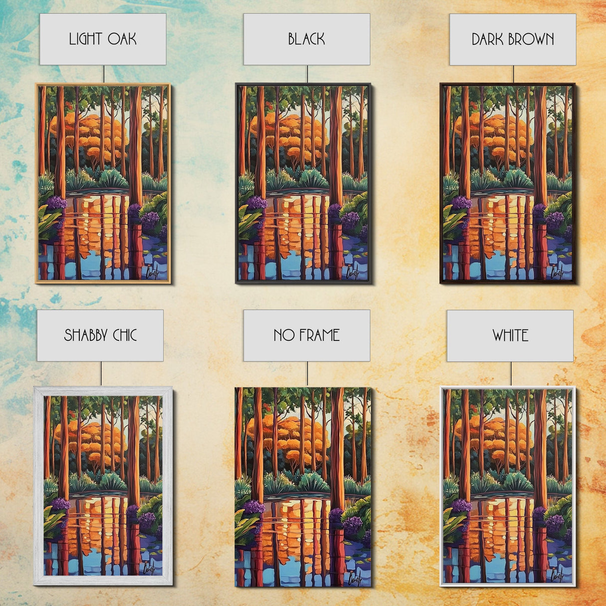 Forest Reflections, Tranquil, Trees, Canvas Print peaceful landscape art, serene nature wall decor, cabin bathroom art, rustic boho style