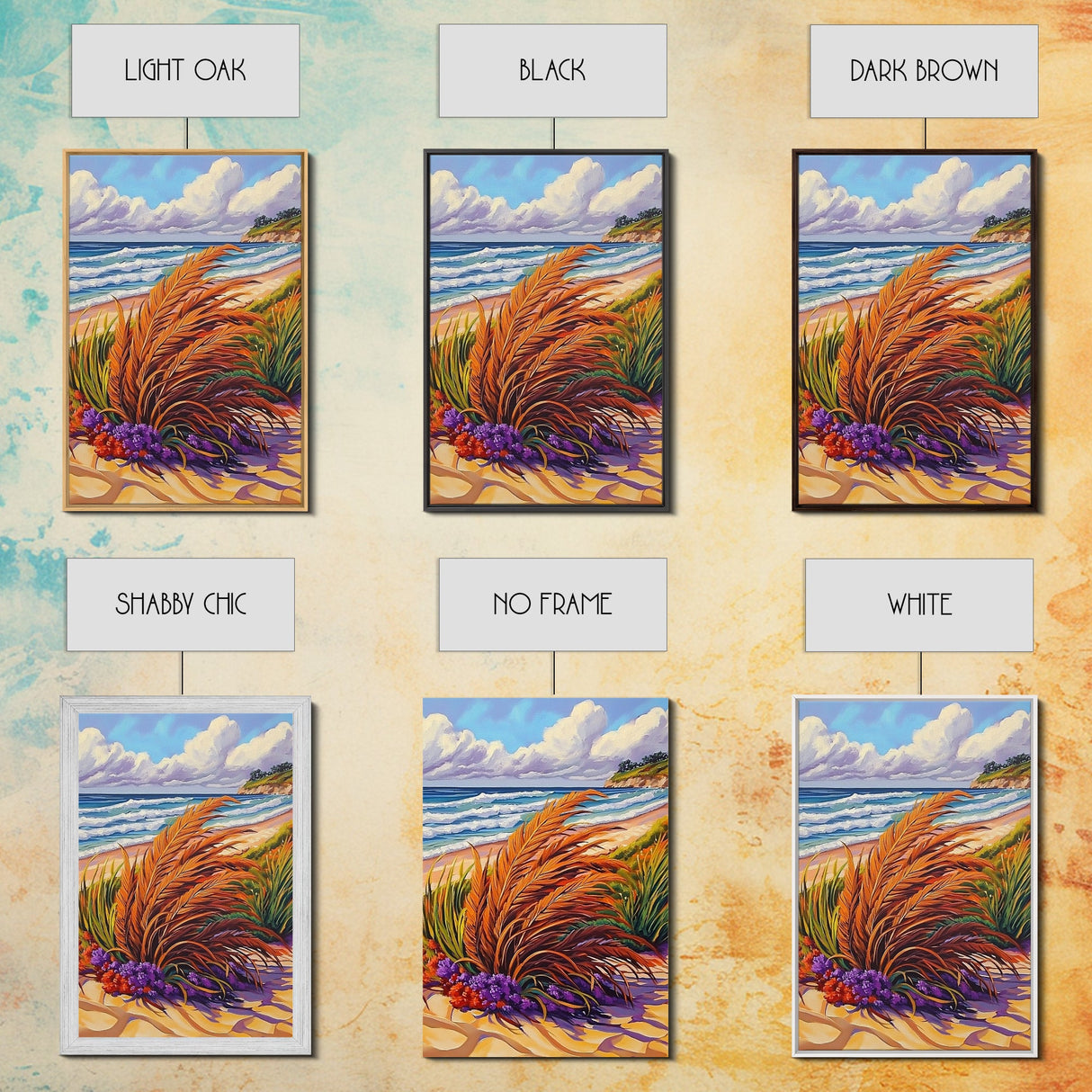 Ocean Dune, Grass, Coastal Beach Landscape Wall Decor, Nature Lover Gift, Living Room Wall Art, Boho Style Framed Canvas Print
