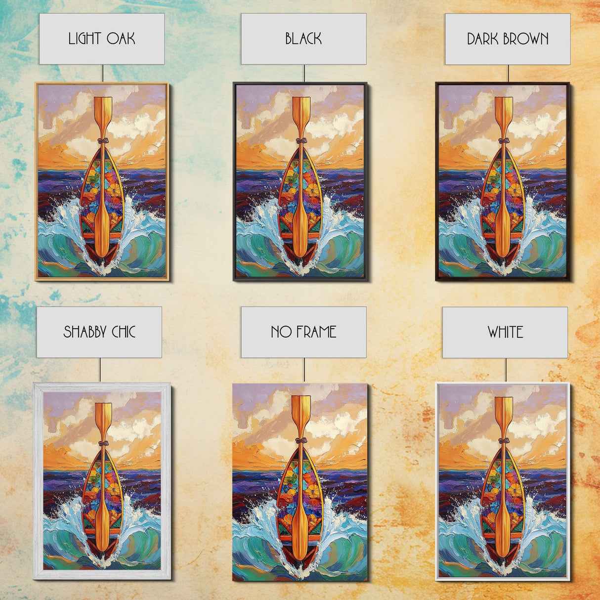 Paddle and Waves Art, Surfboard Ocean Print, Tropical Sea Decor, Nautical Wall Vibes, Framed Canvas Print, Beach House Wall Art, surfer style