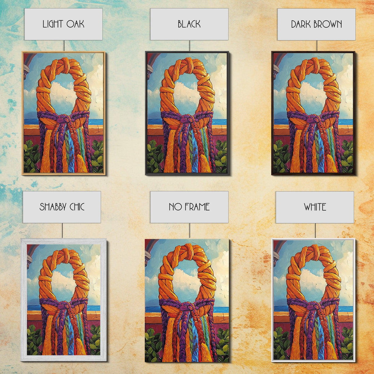 Woven Wreath, Rainbow Wall Decor, Bold Colorful Texture, Rustic Charm, Fall Entryway Art, Canvas Print, Handmade Style Vibe