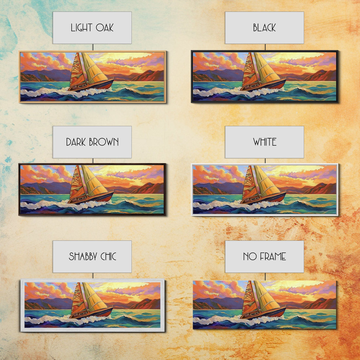 Sunset Sailboat, Coastal Art, Colorful Nautical Scene, Framed Canvas Print, Office Wall Decor, Sailing Gift, Ocean Wall Art