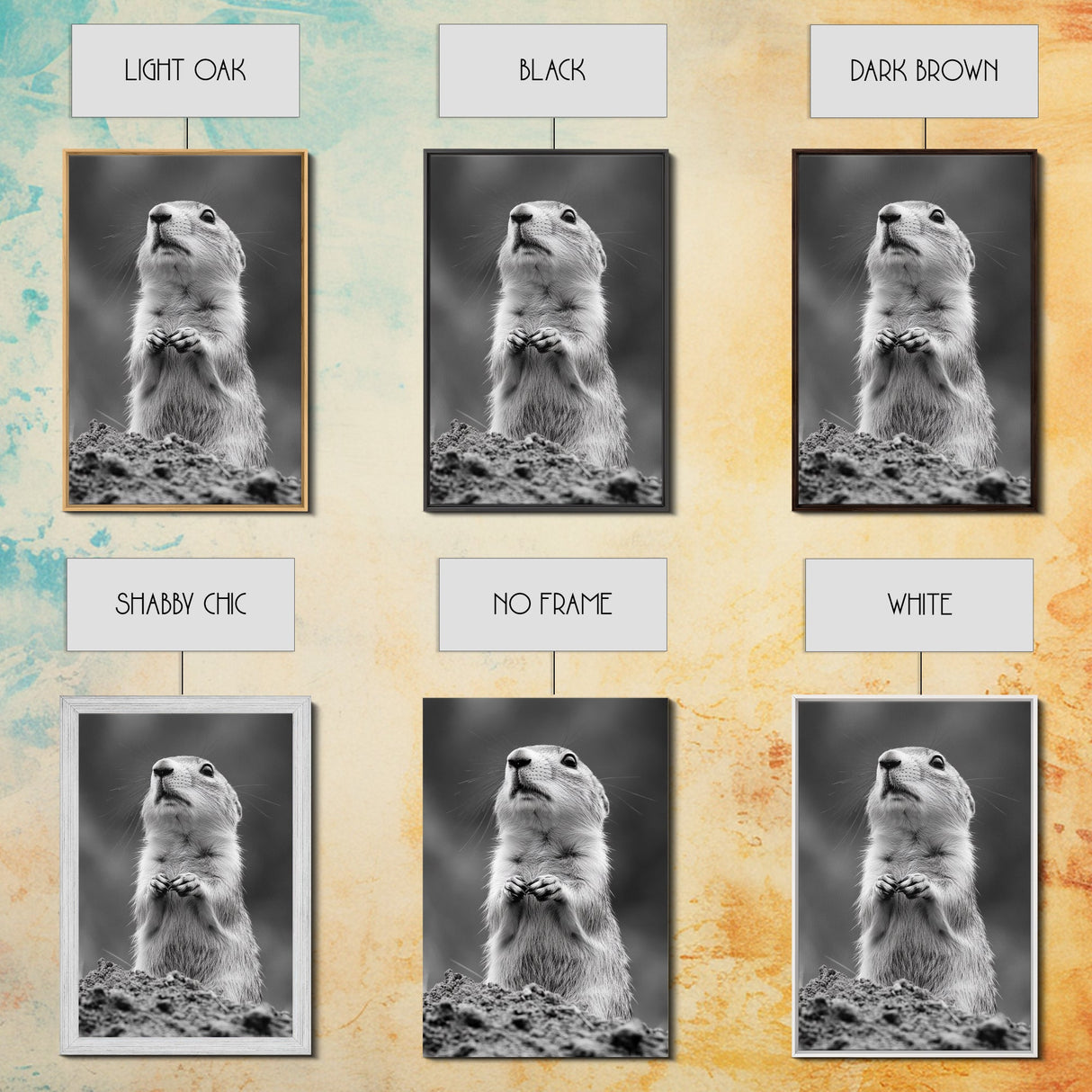 Prairie Dog, Wildlife Watch, Nature Moment, Framed Canvas Print, Whimsical Animal Wall Art, Nursery Decor, Cute Forest Creature
