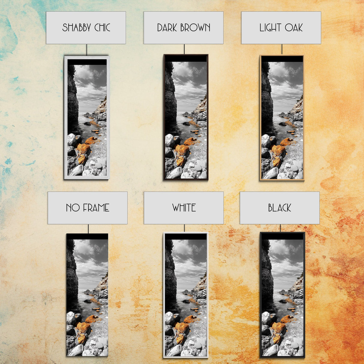 Golden Rocks, Ocean Cove, Tranquil Shoreline, Nature Wall Decor, Canvas Print, Modern Coastal Art, Bathroom or Hallway Wall Art, Neutral Tones