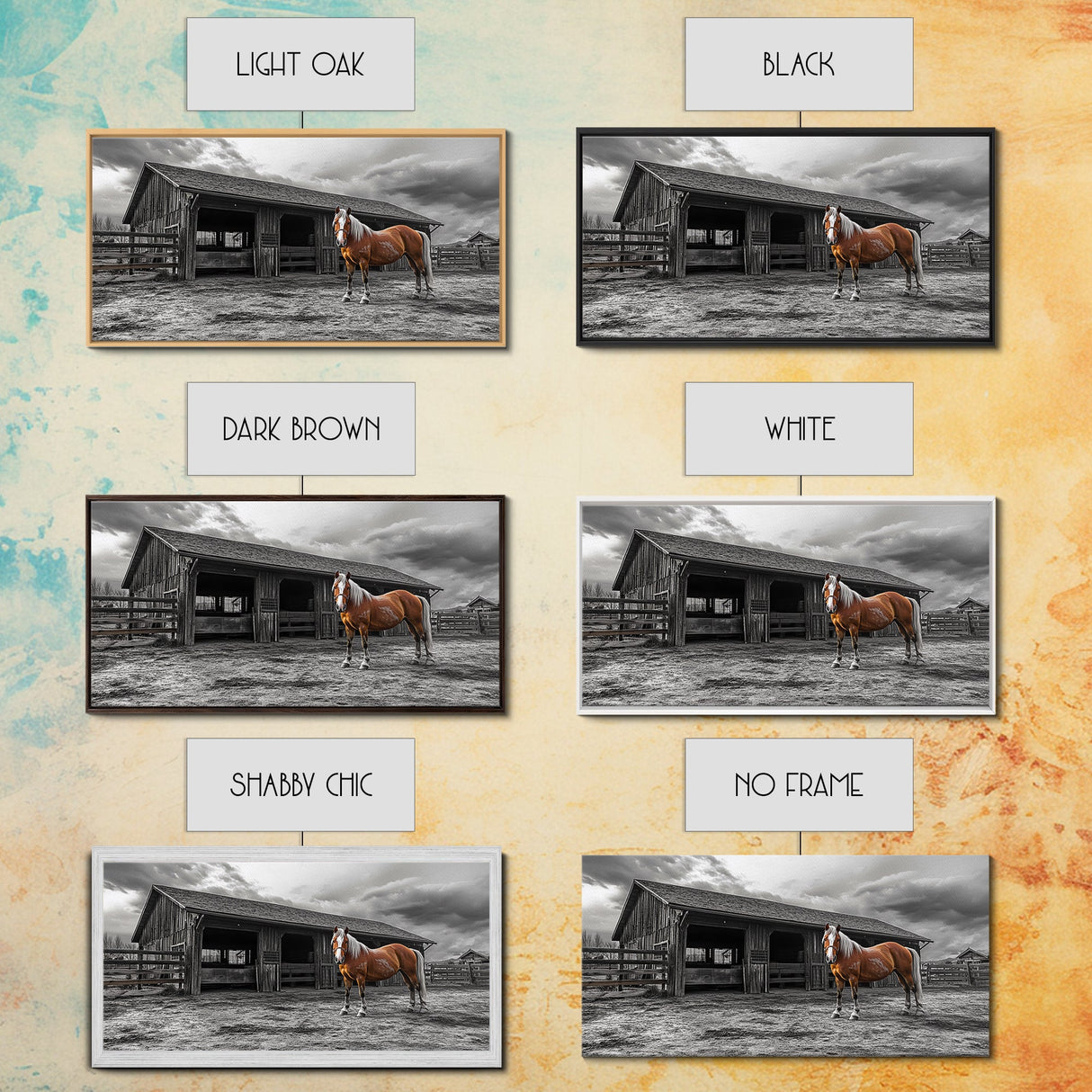 Rustic Horse, Country Barn, Moody Sky, Farm Vibes, Framed Canvas Print, Western Decor, Farmhouse Wall Art, Living Room Accent, Fall Art