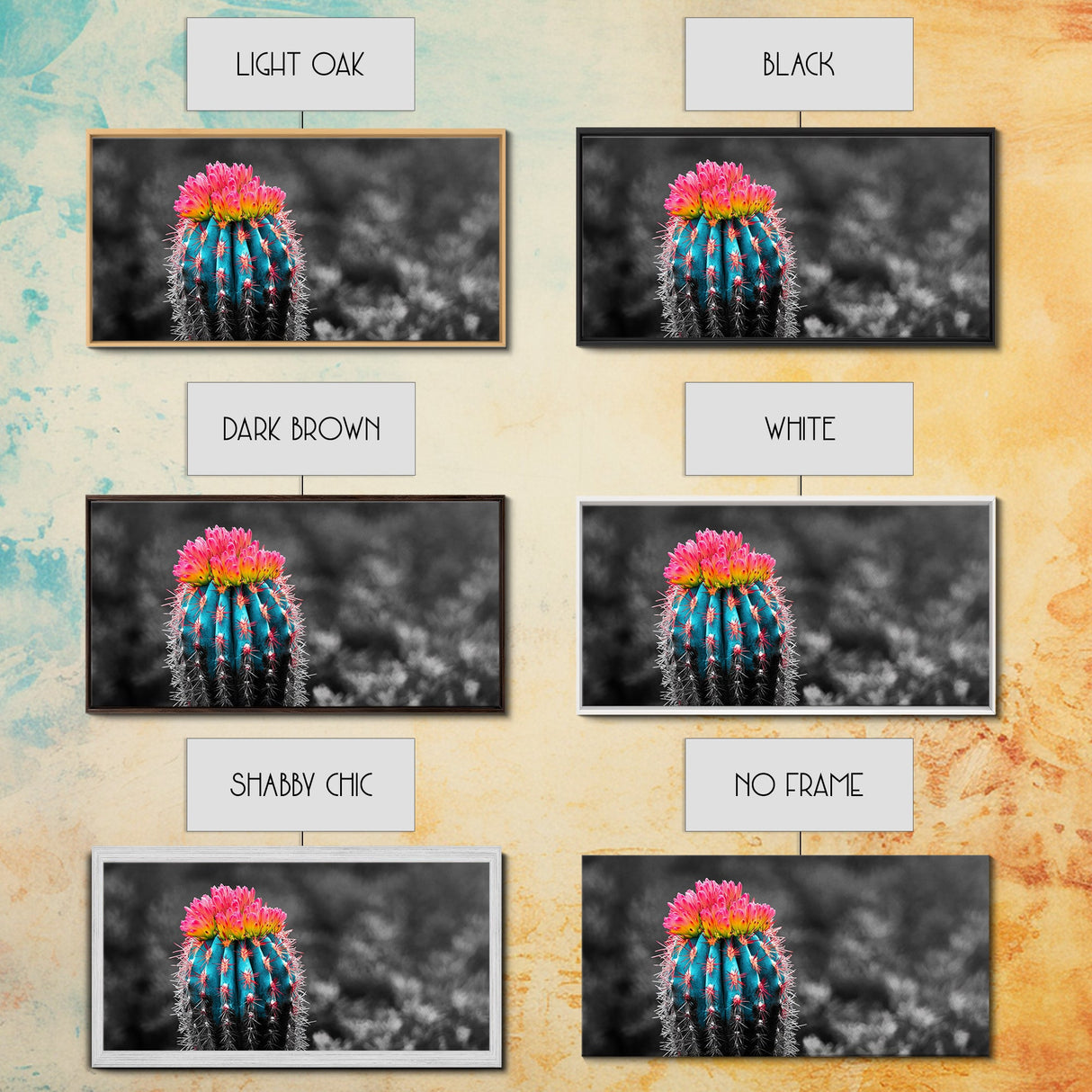 Neon Bloom Cactus, Rainbow Succulent, Desert Art, Canvas Print, Colorful Botanical Wall Art, Modern Living Room Decor, Bold Nature