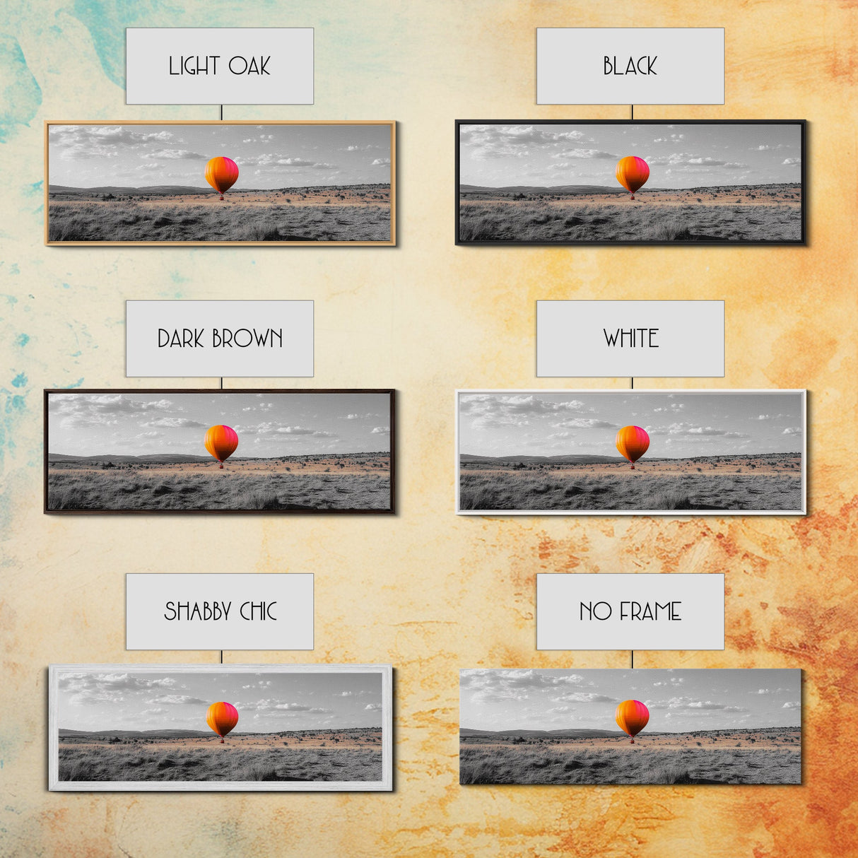 Hot Air Balloon, Colorful Sky, Open Field, Adventure Art, Framed Canvas Print, Whimsical Decor, Playroom Wall Art, Travel Theme