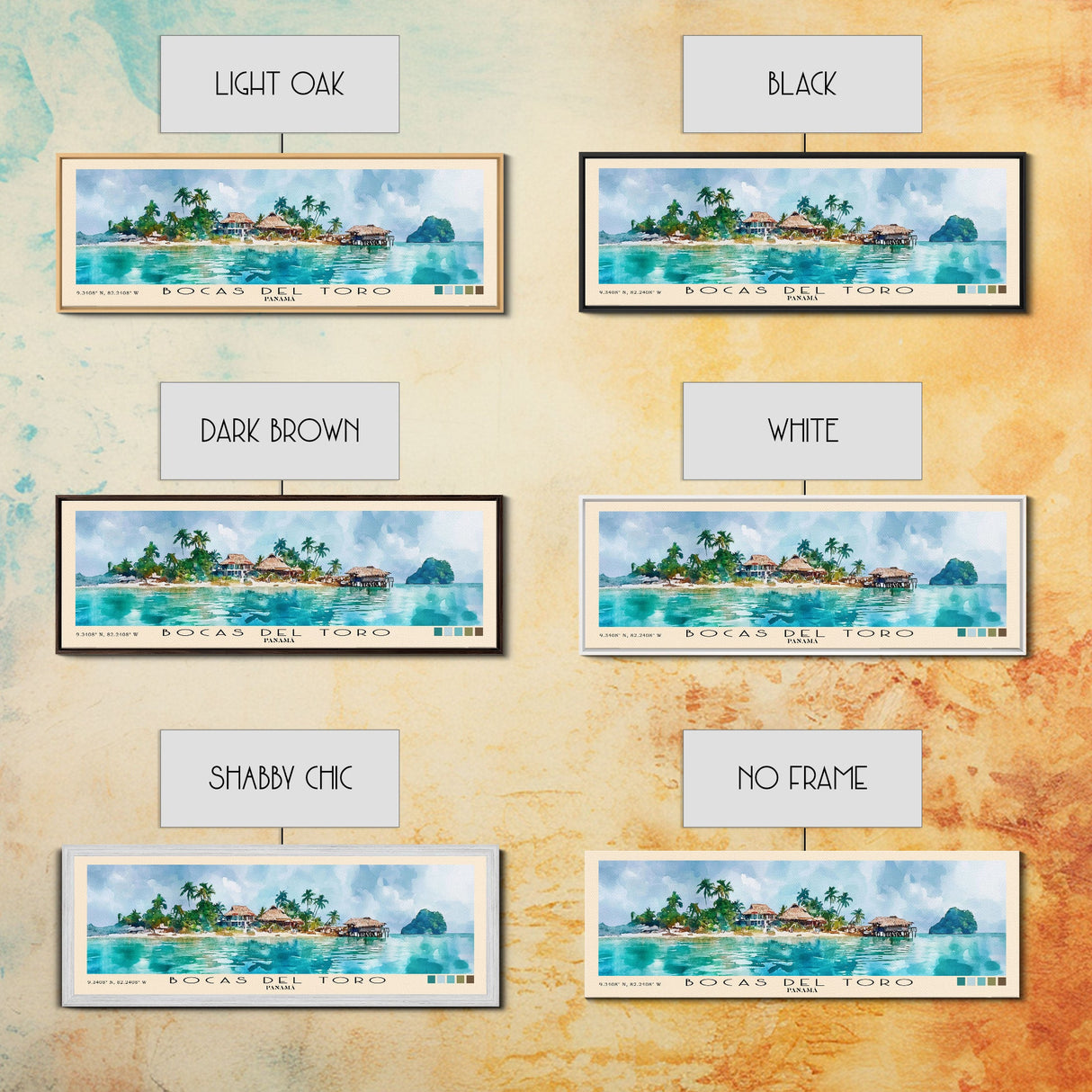 Bocas del Toro , Panamá Watercolor Beach Print, Vacation Gift, Panamá Wall Art, Framed Canvas Print, Framed Beach Painting