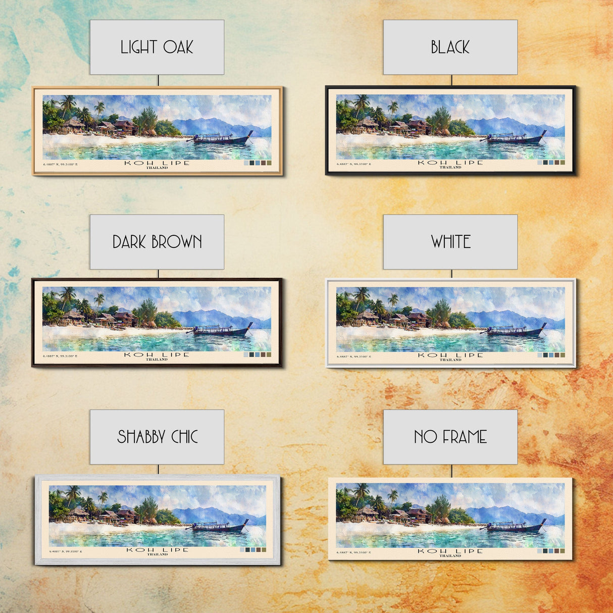 Koh Lipe, Thailand Watercolor Beach Print, Vacation Gift, Thailand Wall Art, Framed Canvas Print, Framed Beach Painting