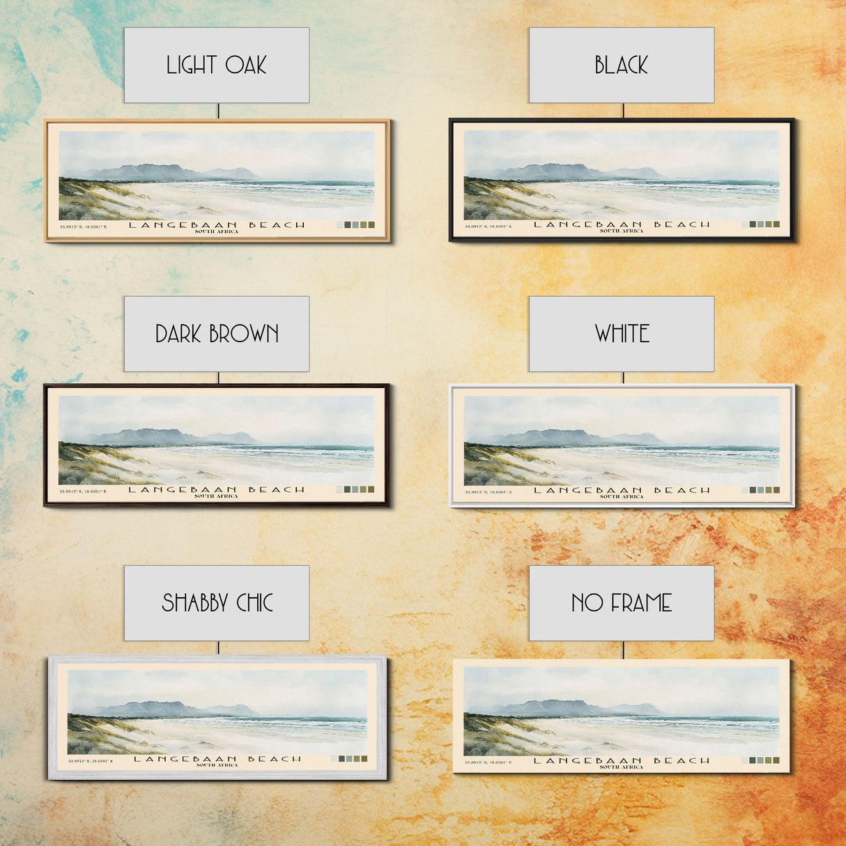 Langebaan Beach, South Africa Watercolor Print, Vacation Gift, South Africa Wall Art, Beach Painting, Beach Decor, Large Wall Art, Wood Frame Art